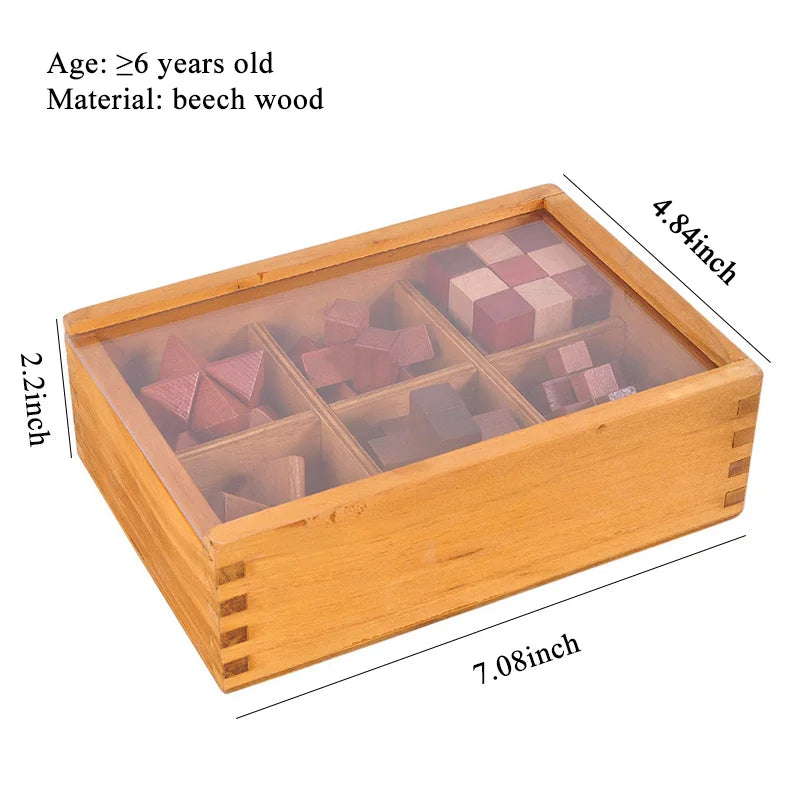 Puzzle en bois 3D, Montessori, cube