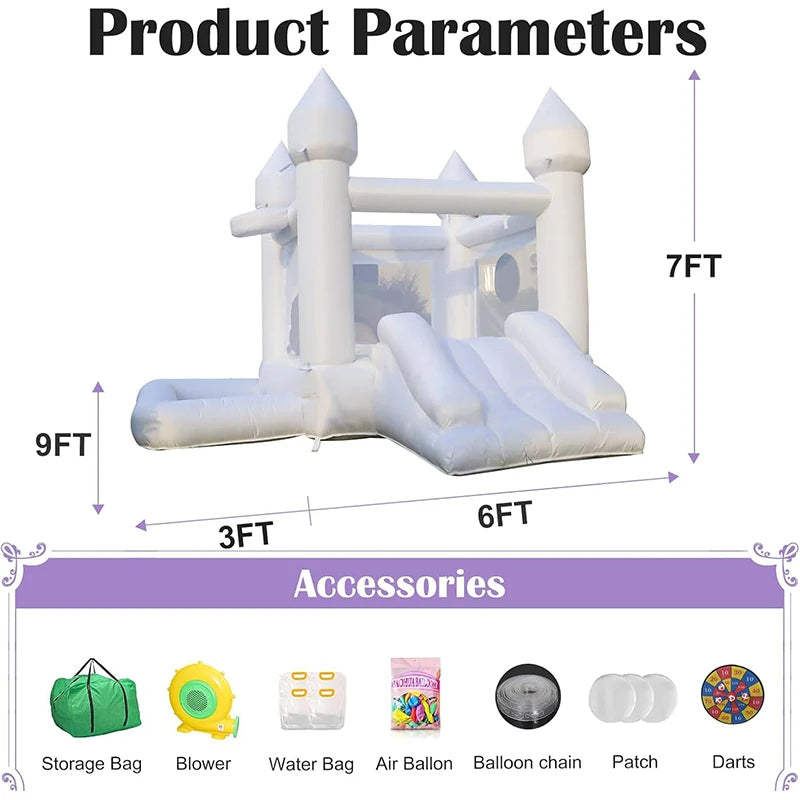 Maison de Rebond Gonflable Blanche de 9 Pieds : Le Château Magique pour Votre Événement Parfait