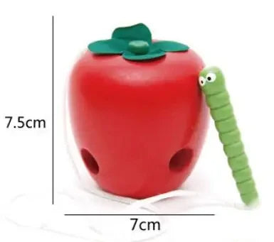 Pomme puzzle 2 trous  avec chenille Montessori