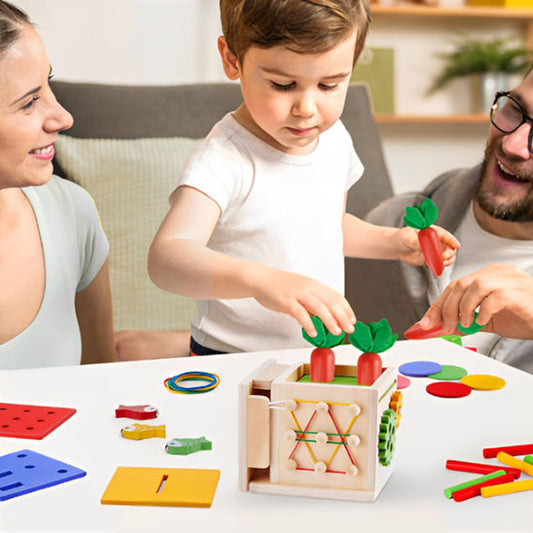 Cube d'activités en bois Montessori